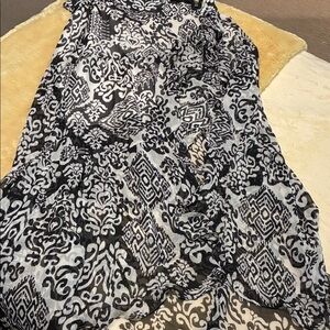 Express Black and White Maxi Skirt with Floral Damask Print and Ruffles